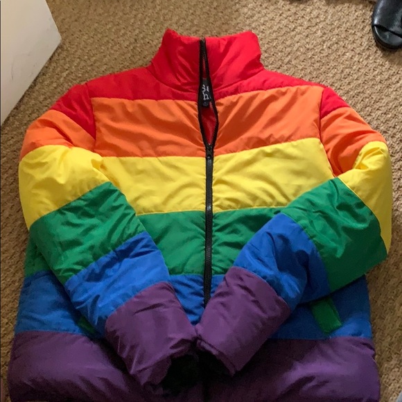 Say What? Jackets & Blazers - Rainbow puffer jacket